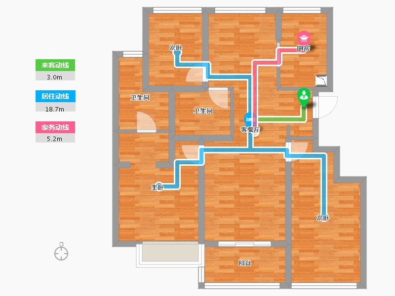 浙江省-杭州市-钱江彩虹府-84.00-户型库-动静线