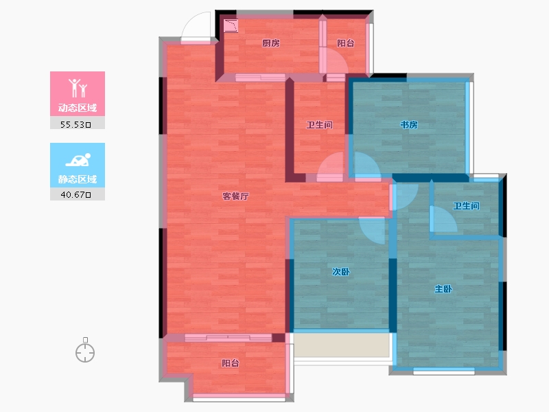 广西壮族自治区-桂林市-彰泰学府-84.95-户型库-动静分区