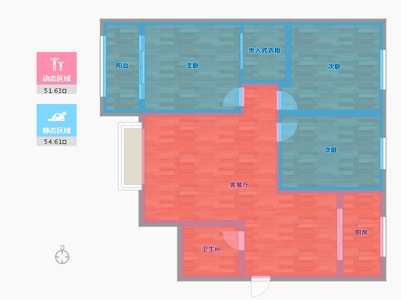 陕西省-延安市-鲁艺二号苑-93.73-户型库-动静分区