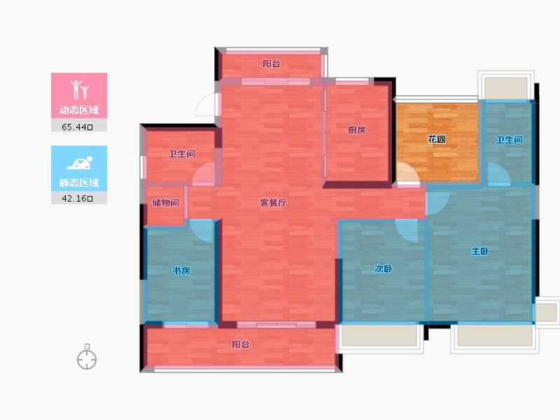 广东省-江门市-怡福东华名岸园-102.33-户型库-动静分区