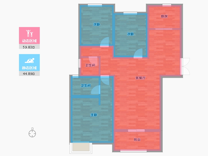 河南省-新乡市-豫飞金色城邦-92.50-户型库-动静分区