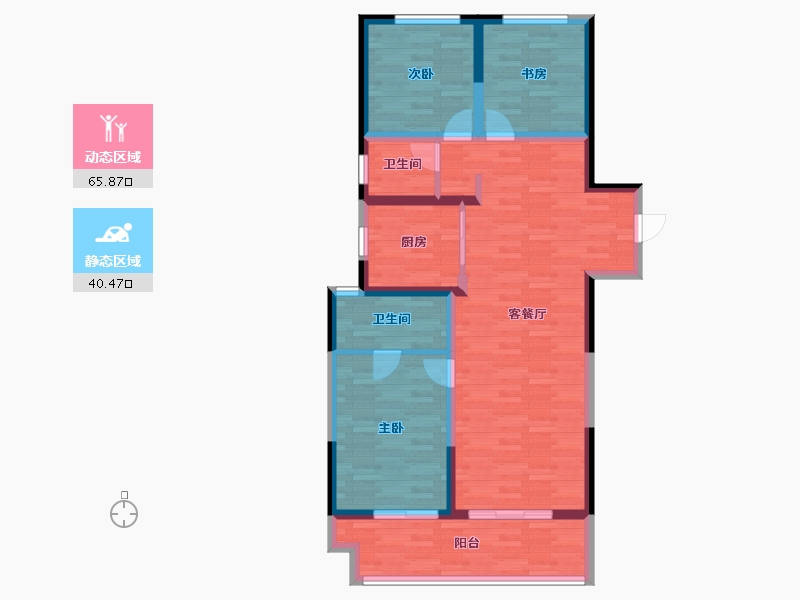 河南省-郑州市-康桥九溪天悦-95.20-户型库-动静分区