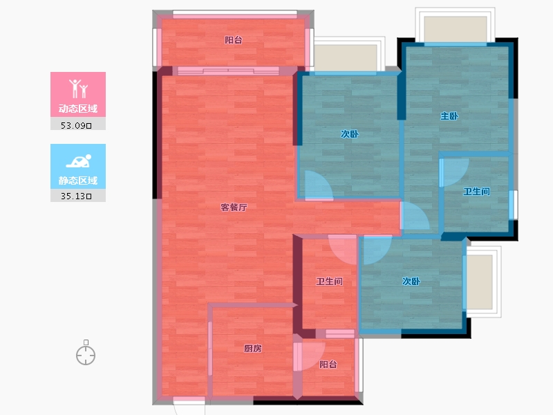 广东省-广州市-敏捷绿湖国际城-78.87-户型库-动静分区