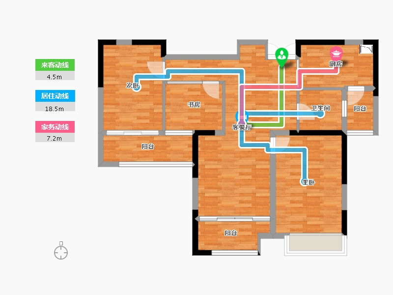 湖南省-株洲市-学府港湾-86.45-户型库-动静线