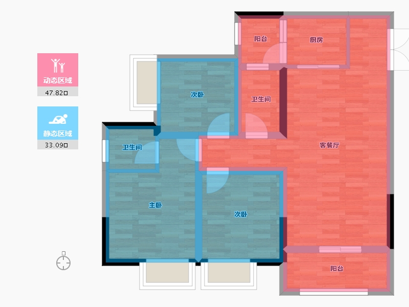 重庆-重庆市-津北新都会-70.97-户型库-动静分区