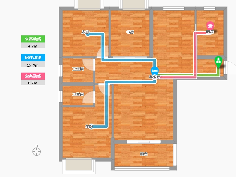 湖北省-荆州市-景汇园-87.80-户型库-动静线