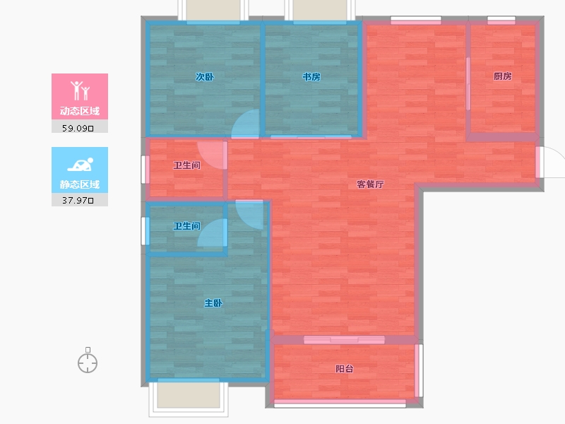 湖北省-荆州市-景汇园-87.80-户型库-动静分区