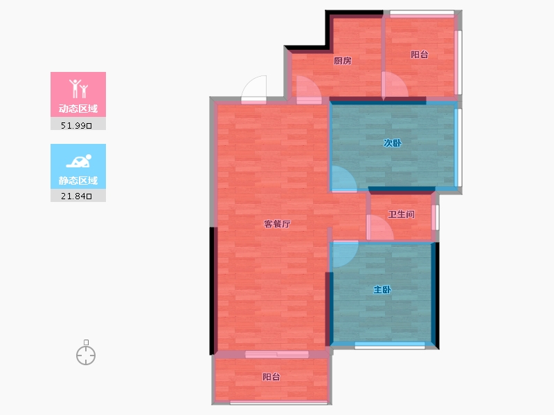 广西壮族自治区-南宁市-西建・冠城世家-66.28-户型库-动静分区