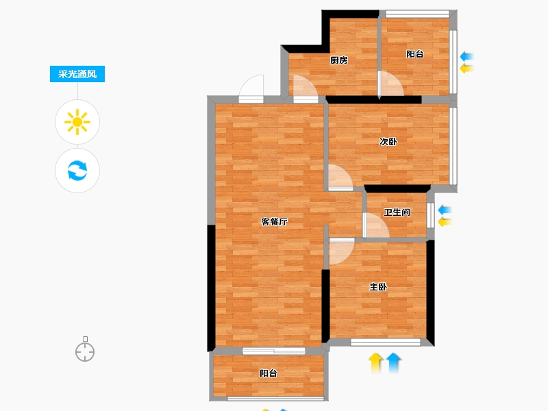 广西壮族自治区-南宁市-西建・冠城世家-66.28-户型库-采光通风