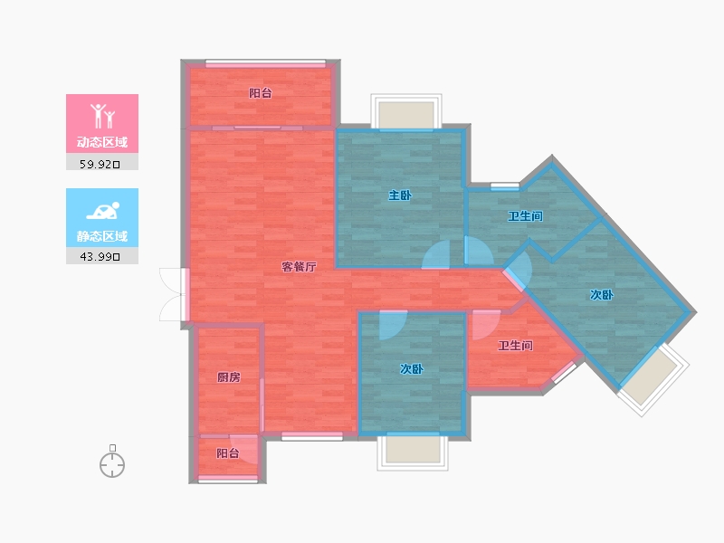 四川省-成都市-蜀镇-94.63-户型库-动静分区