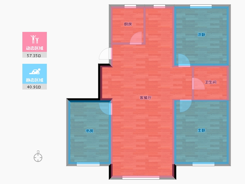 辽宁省-抚顺市-格林尚品-88.89-户型库-动静分区