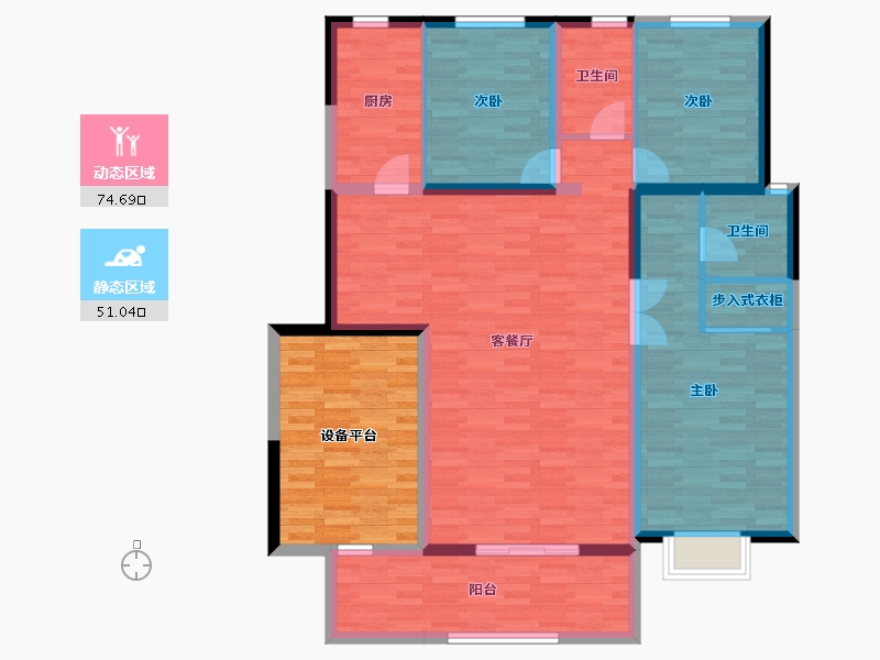 河北省-唐山市-经典温哥华-128.53-户型库-动静分区