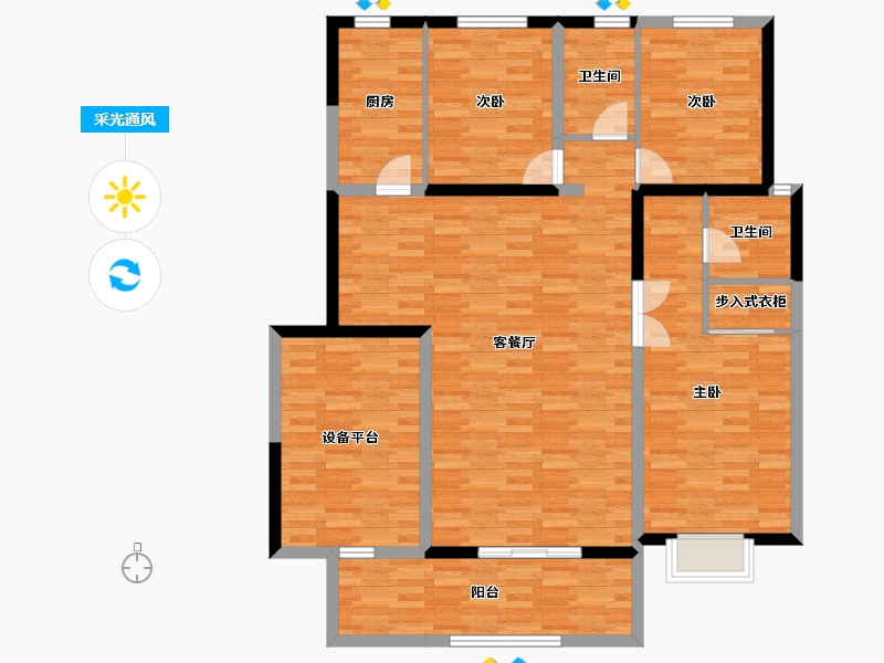 河北省-唐山市-经典温哥华-128.53-户型库-采光通风