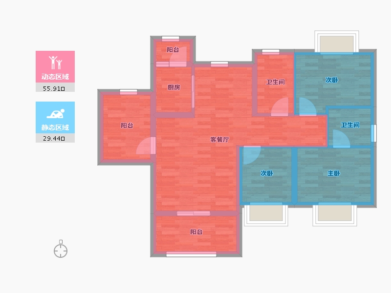 广东省-中山市-海雅君悦花园-75.05-户型库-动静分区