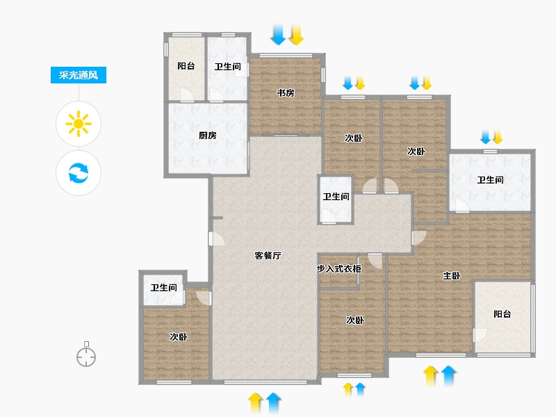 黑龙江省-哈尔滨市-辰能溪树庭院-280.87-户型库-采光通风