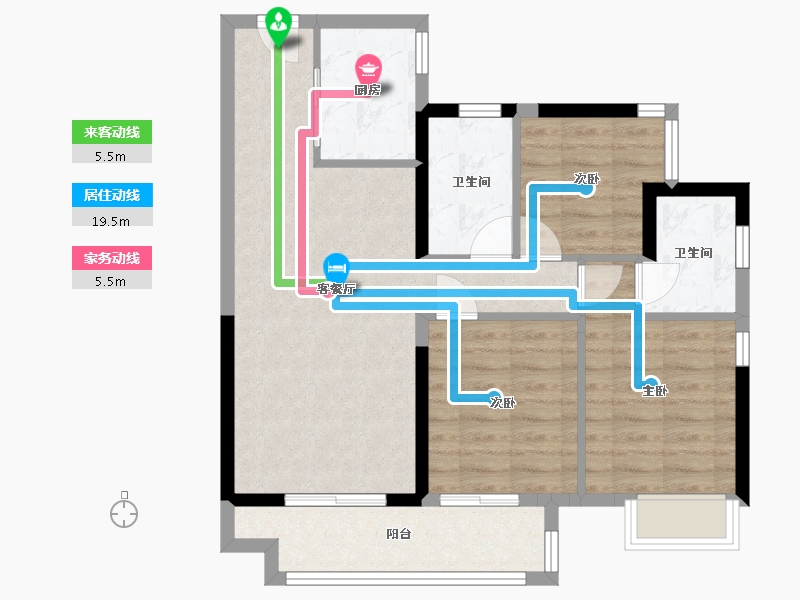 广东省-广州市-融创春风岭南-76.47-户型库-动静线