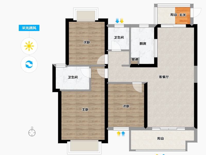 江西省-南昌市-万科玖里-88.00-户型库-采光通风