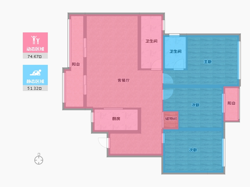 河南省-郑州市-思念果岭国际社区-112.72-户型库-动静分区