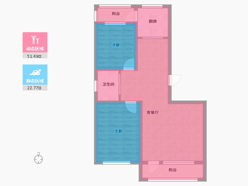 吉林省-四平市-海银九号-65.43-户型库-动静分区