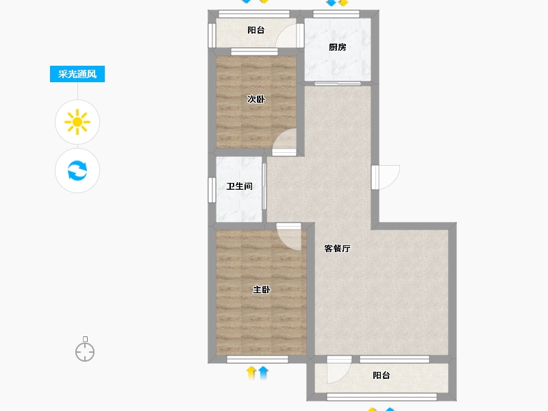 吉林省-四平市-海银九号-65.43-户型库-采光通风