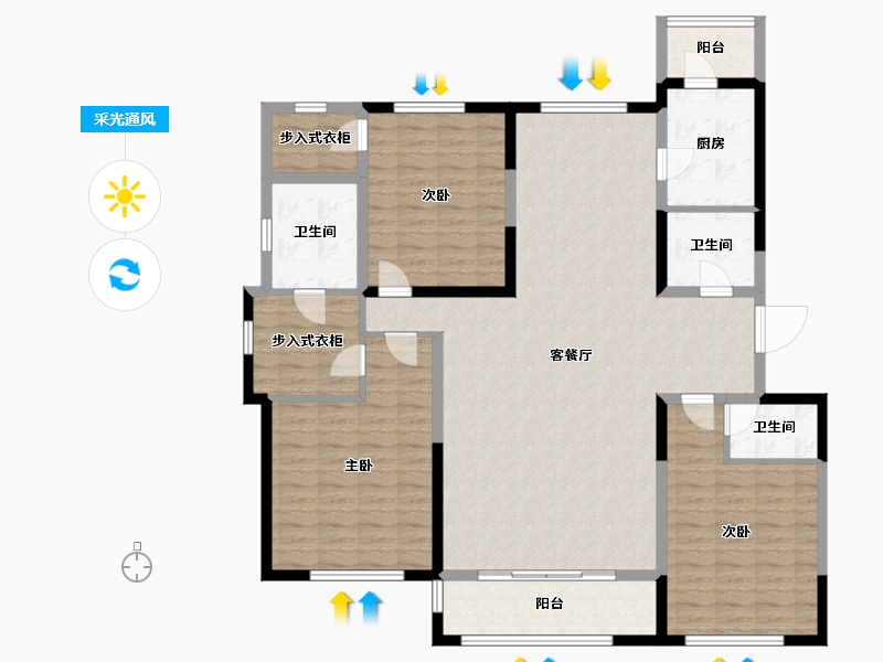 内蒙古自治区-呼伦贝尔市-盛源・金水岸-148.70-户型库-采光通风