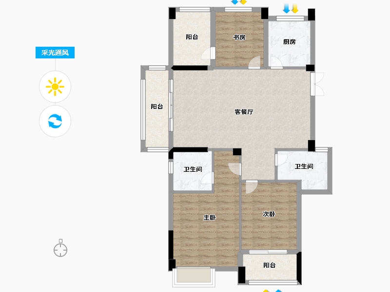 浙江省-金华市-天元假日广场-98.00-户型库-采光通风