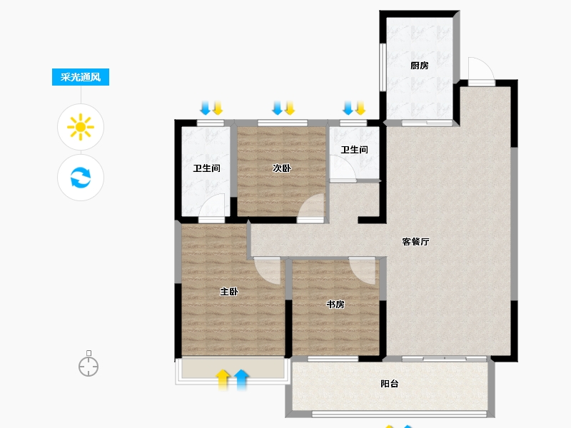 河南省-周口市-蓝城桃李春风-129.59-户型库-采光通风