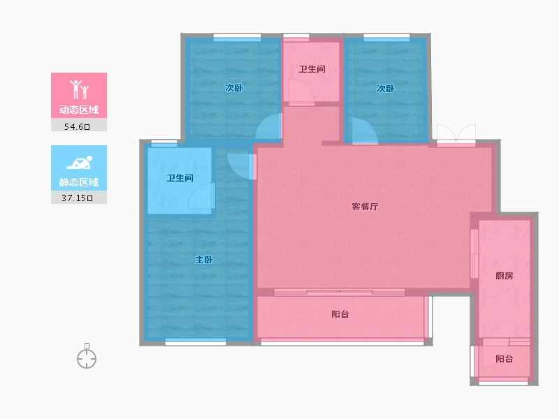 四川省-南充市-南充金科·集美嘉悦-82.06-户型库-动静分区