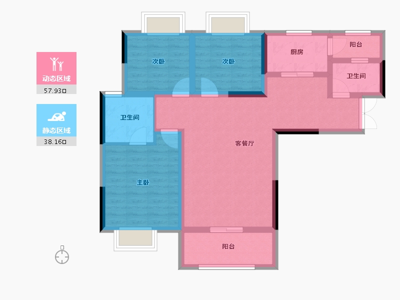 贵州省-贵阳市-渔龙半湾-84.88-户型库-动静分区