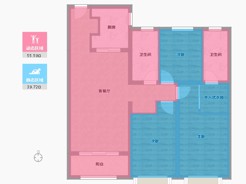 内蒙古自治区-包头市-富力城-84.63-户型库-动静分区