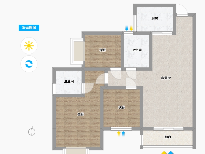 四川省-绵阳市-远太城-78.74-户型库-采光通风