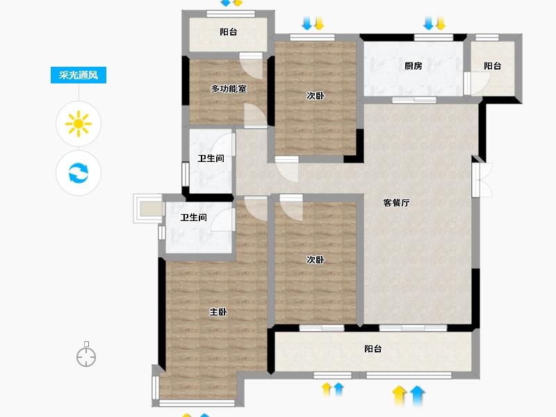 重庆-重庆市-博琅澜庭-110.46-户型库-采光通风