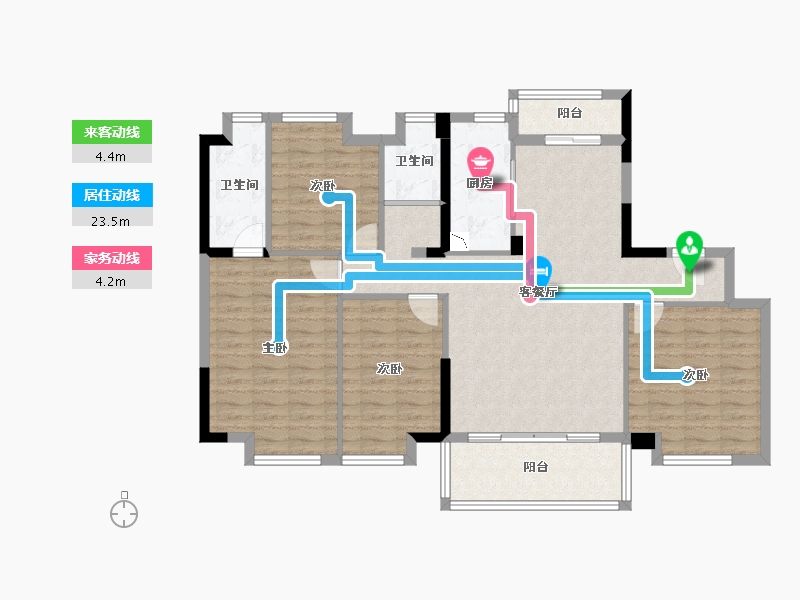 湖南省-长沙市-碧桂园荟隽棠-113.46-户型库-动静线