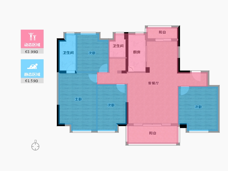 湖南省-长沙市-碧桂园荟隽棠-113.46-户型库-动静分区