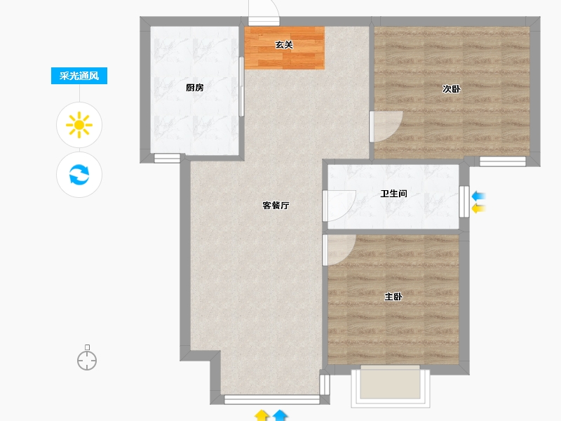 河南省-郑州市-诚工嘉园-67.29-户型库-采光通风