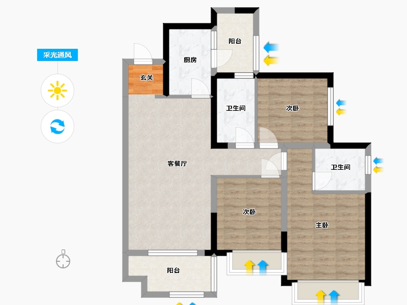 四川省-成都市-华润置地理想之城-84.59-户型库-采光通风