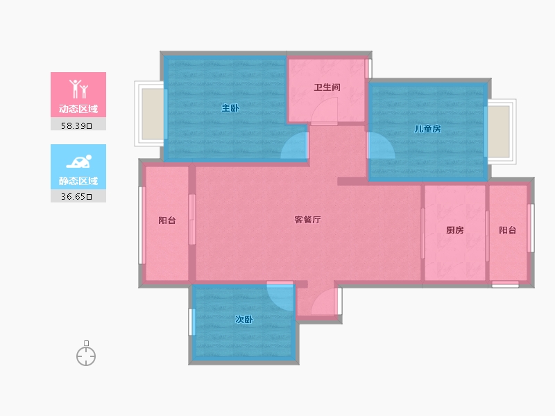 上海-上海市-远景佳苑-二期-85.00-户型库-动静分区