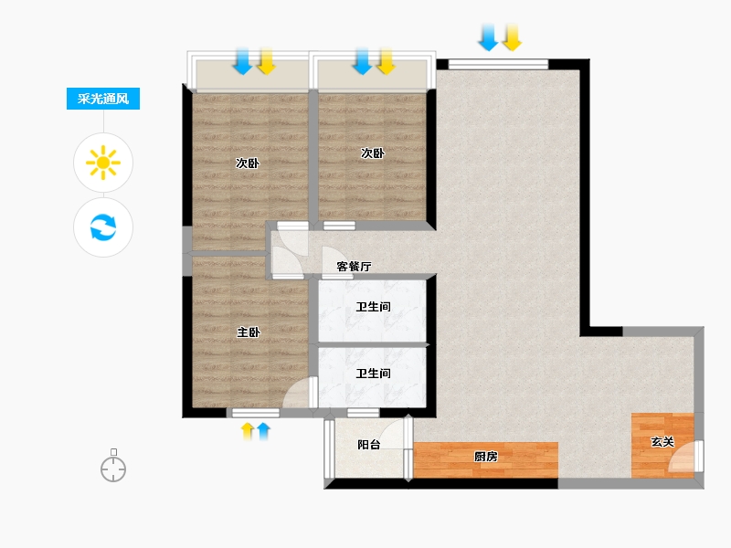 四川省-成都市-华府金沙名城-97.68-户型库-采光通风