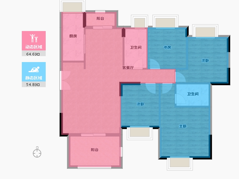 海南省-海口市-海南之心和风兰亭-108.58-户型库-动静分区