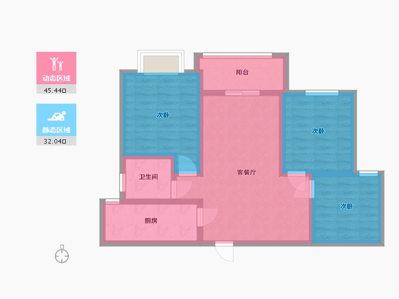 陕西省-西安市-天鹅湖-67.91-户型库-动静分区