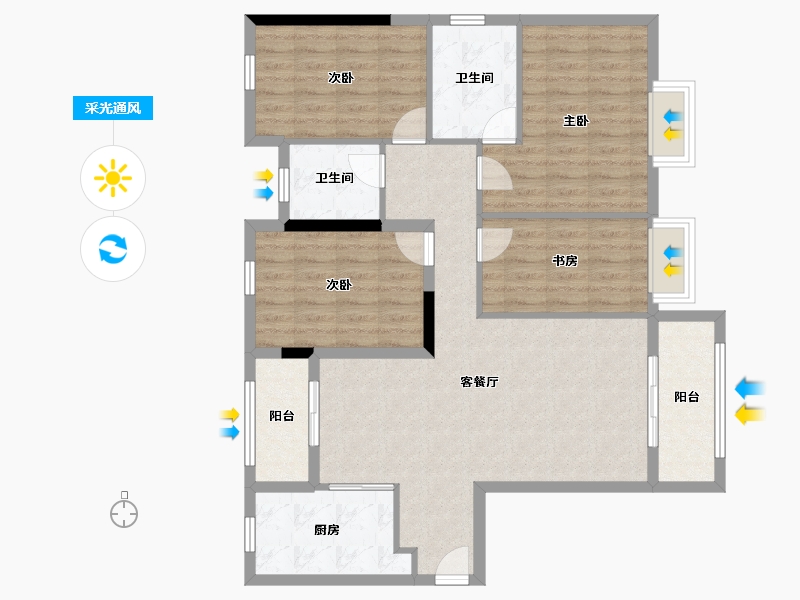 广东省-江门市-东方华城-105.55-户型库-采光通风