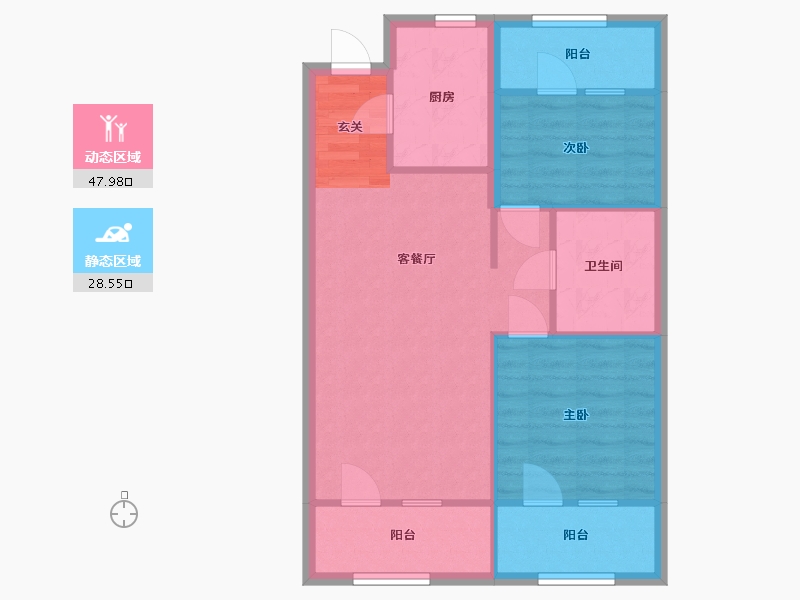 黑龙江省-哈尔滨市-凯利汽车欢乐广场-68.86-户型库-动静分区