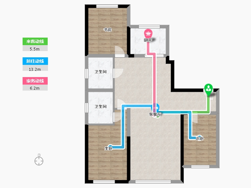 辽宁省-盘锦市-蓝色康桥N-97.81-户型库-动静线