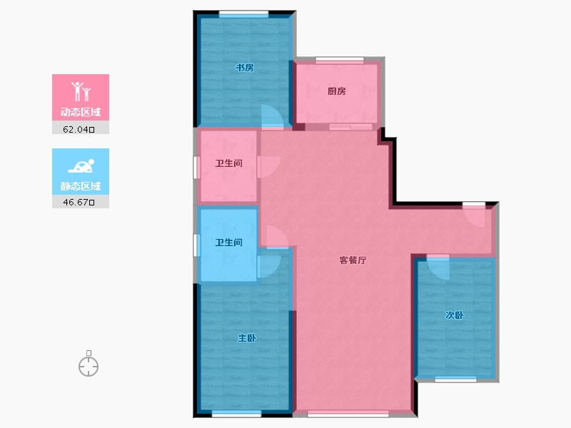 辽宁省-盘锦市-蓝色康桥N-97.81-户型库-动静分区