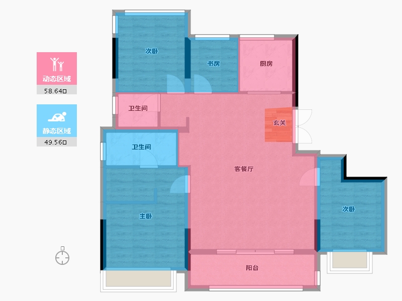 浙江省-宁波市-荣安西溪里-97.54-户型库-动静分区