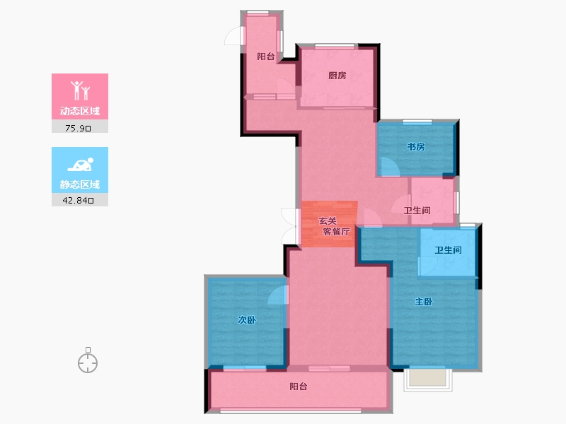 浙江省-宁波市-青樾府-106.33-户型库-动静分区