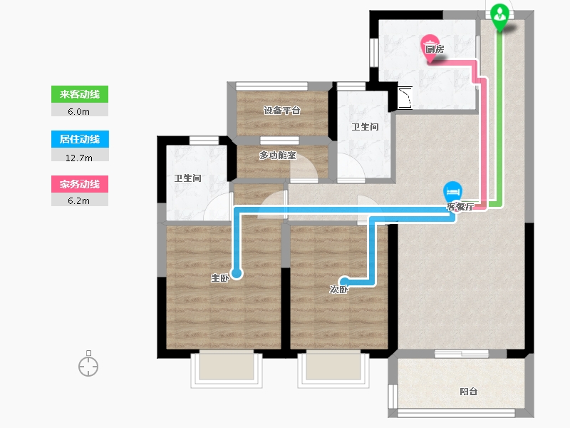 浙江省-宁波市-中骏合景府-76.79-户型库-动静线