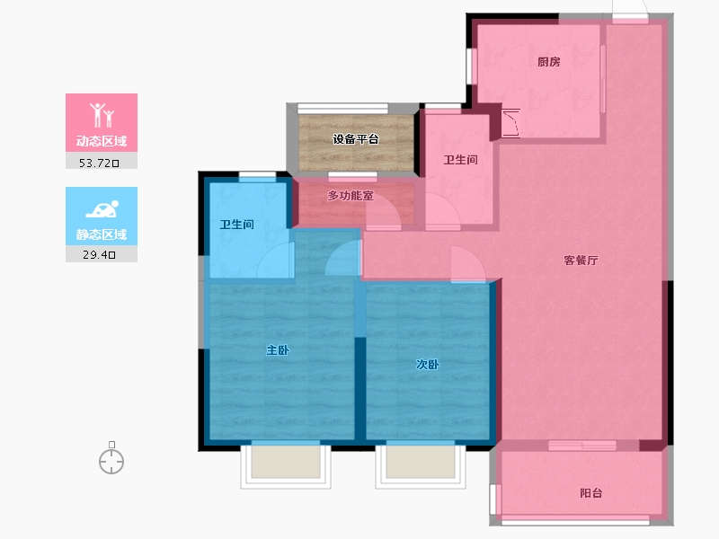 浙江省-宁波市-中骏合景府-76.79-户型库-动静分区