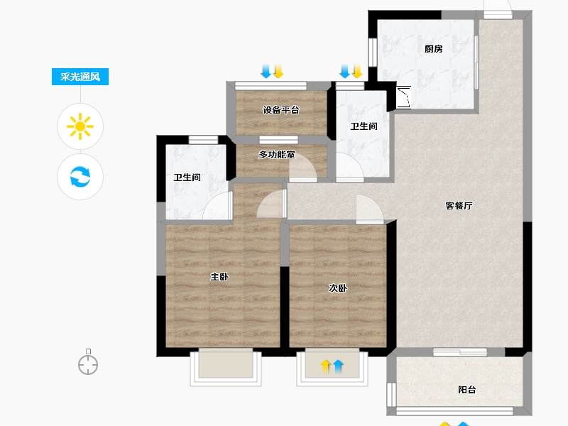 浙江省-宁波市-中骏合景府-76.79-户型库-采光通风