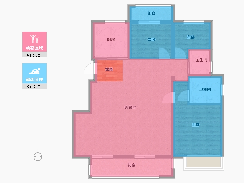 浙江省-宁波市-石榴十里春风-87.00-户型库-动静分区